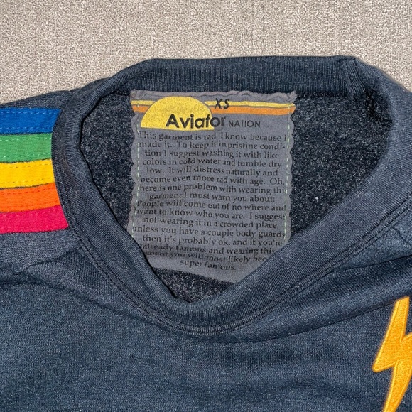 Aviator Nation crop crew - Navy Rainbow stripe - Picture 2 of 5